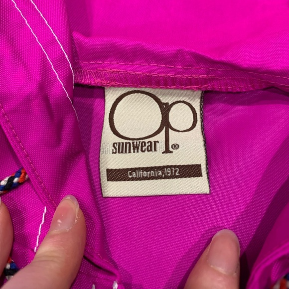 New OP Ocean Pacific Men’s Windbreaker Jacket Pink Magenta Japanese Size L - Picture 8 of 12
